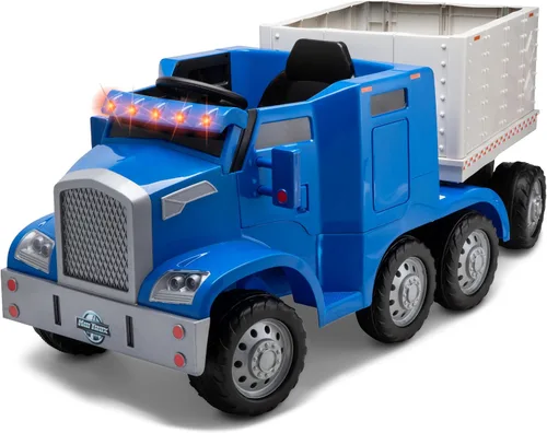 Vista 10 de Kid Trax 12V Semi Truck Ride On Toys w/Detachable Cargo Trailer, Black