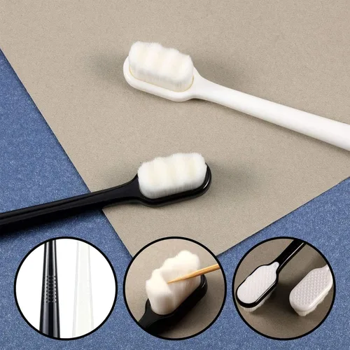 Vista 5 de Boao 4 cepillos de dientes extrasuaves para personas sensibles con 20000 micro cerdas nano para adultos embarazadas recesión ancianos, protege