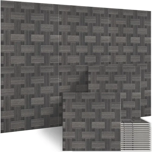Vista 14 de BUBOS Paquete de 6 paneles acústicos autoadhesivos de pared, paneles acústicos de 23.6 x 23.6 pulgadas, paneles acústicos con patrón de madera 3D