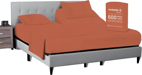 Vista 28 de SGI bedding Sábana Queen de 28 pulgadas con cabecera flexible y parte superior dividida, 100% algodón egipcio - 600 número de hilos, sábanas