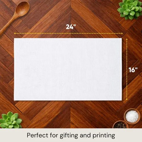 Vista 2 de Microfiber Wholesale Sublimation Blanks - Toallas de microfibra de 16 x 24 pulgadas, tejido de gofre prémium para cocina, espacios en blanco
