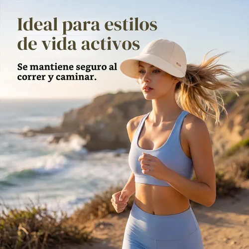 Vista 5 de Sombrero de visera ancha para mujer, protección UV, ajustable, plegable, gorra de béisbol para senderismo, pesca, golf, playa Caqui