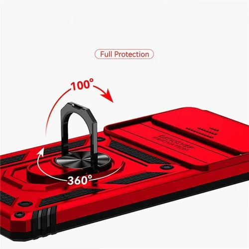 Vista 6 de Funda para Google Pixel 6A, protección de grado militar para automóvil [soporte integrado] Soporte de anillo de metal de doble capa TPU resistente +