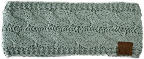 Vista 159 de C.C Cintillo elástico suave con punto trenzado para invierno, con forro mullido para el pelo, para calentar las orejas Negro