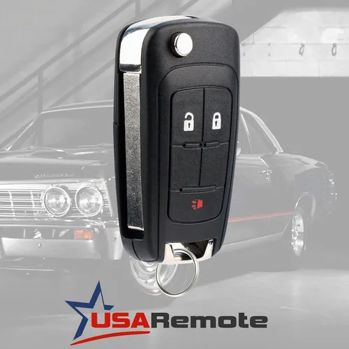 Vista 2 de Llavero de coche con control remoto de entrada sin llave abatible compatible con Chevy Equinox, Sonic, Terrain 2010-2017 (OHT01060512 3-btn)