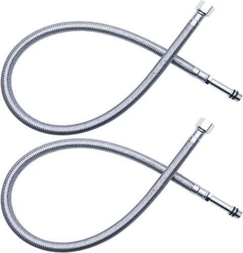 Vista 9 de Manguera de suministro de conector de grifo trenzado de 1/2 "-14NPSM Tuerca de latón x 3/8 hembra de acero inoxidable sin plomo, 20 pulgadas