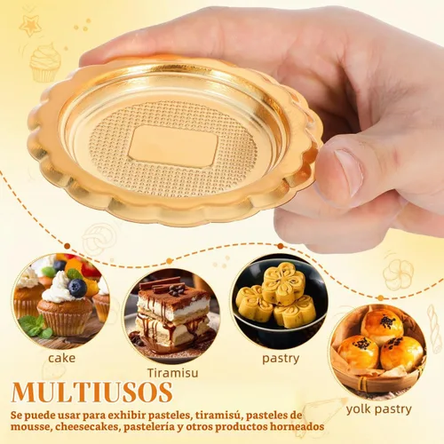Vista 8 de Cabilock 20 mini tablas doradas para tartas, bandejas de postre