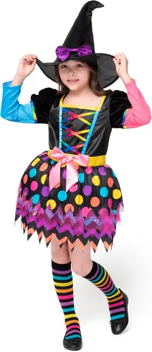 Vista 4 de Spooktacular Creations Disfraz de bruja Funky para niñas disfraz de tutú de bruja de cuento de hadas con sombrero disfraz de bruja malvada juego