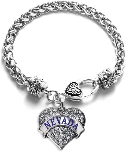 Vista 66 de Pulsera de plata con dije de corazón pavé con joyas de circonita cúbica