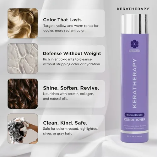 Vista 6 de KERATHERAPY Acondicionador tonificante violeta totalmente rubio con infusión de queratina, 10.1 onzas líquidas, 10.1 fl oz – Terapia de queratina