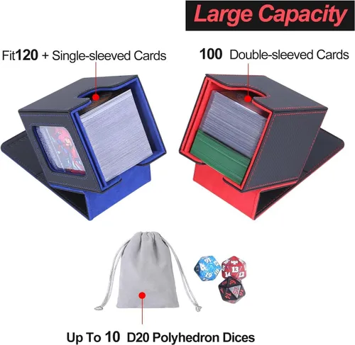 Vista 3 de AFIING MTG Caja de Mazo para Commander Display, Caja de Cartas que Cabe 100 Cartas con Doble Funda, Caja de Almacenamiento Magic Commander TCG con 2