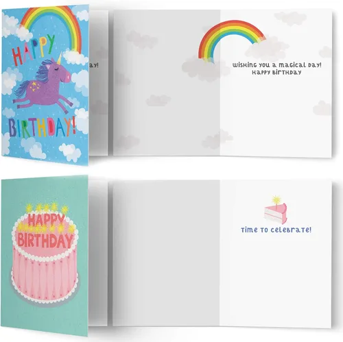 Vista 3 de Tiny Expressions - 10 tarjetas de cumpleaños para niños con mensajes interiores y sobres