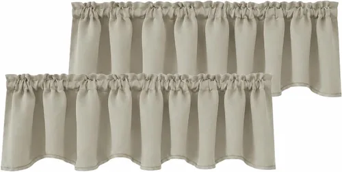 Vista 87 de Deconovo Cortinas opacas, aislamiento térmico, dobladillo para barra, reducción de ruido, certificado Oeko-TEX, cortinas de oscurecimiento de Beige