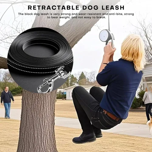 Vista 3 de Correa retráctil para perro con luz LED recargable, correa de perro resistente de 16 pies para perros medianos y grandes de hasta 110 libras, 360°