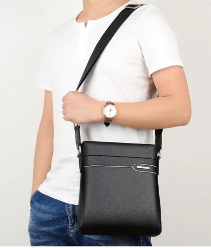 Vista 6 de Men's Leather Shoulder Bag, Men Purse Messenger Bag Business Shoulder Bag Crossbody Briefcase