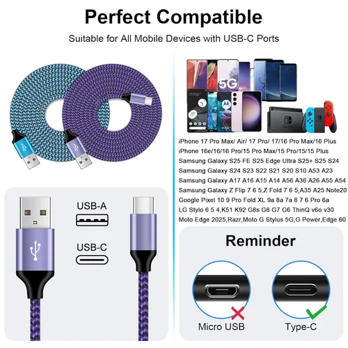 Vista 6 de VIFIGEN Cable Carplay de carga rápida de 3 pies/paquete de 2 para iPhone 17/Air/17 Pro/17 Pro Max/16e/16 Pro/16 Pro Max/16 Plus/16/15/15 Pro/15 Pro
