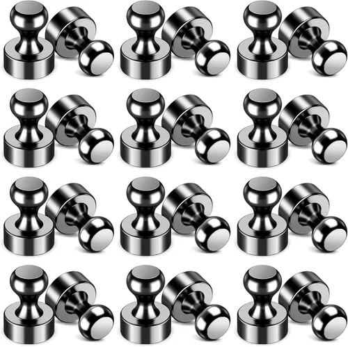 Vista 10 de VNDUEEY 12 piezas de imanes de nevera negros, imanes de pizarra blanca para refrigerador, imán pequeño y fuerte para pizarra, oficina, aula, cocina
