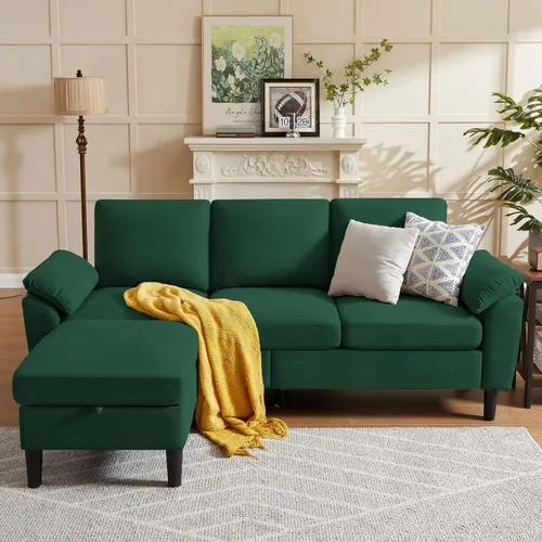 Vista 5 de Juego de sofá modular convertible, sofá en forma de L de 79 pulgadas con otomana, sofá biplaza, sillón, sofás pequeños de 6 plazas para espacios