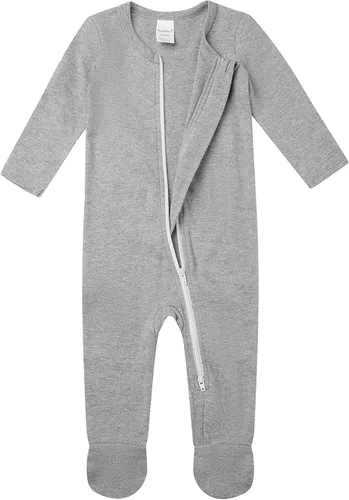 Vista 3 de Pijama de algodón para dormir y jugar para bebé, overol ajustado con pies, pijama con cremallera frontal