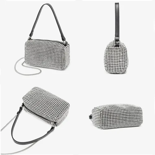 Vista 3 de VODIU Bolso bandolera de lujo con purpurina para mujer bolso de mano bolso de noche bolso de mano bolso de fiesta baile
