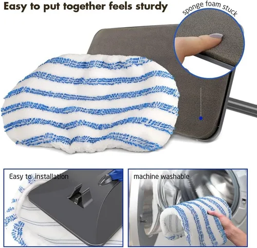 Vista 9 de Masthome PVA - Trapeador de esponja con 3 repuestos absorbentes y mopa de microfibra extra grande para limpieza de suelos con 5 almohadillas