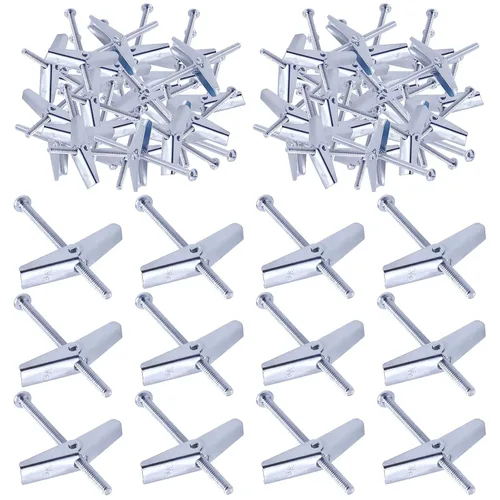 Vista 13 de Swpeet Kit de 30 pernos de palanca de 1/4 de pulgada y tuerca de ala para colgar artículos pesados en paneles de yeso