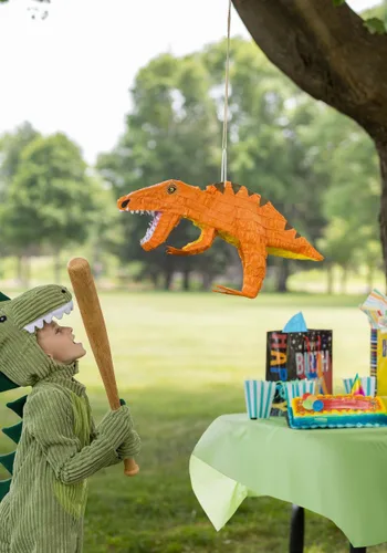 Vista 2 de Piñata de Fiesta de Dinosaurio T-Rex de 13.5 Pulgadas Multicolor