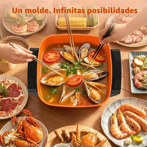 Vista 5 de OSTBA Sartén eléctrica de 12 x 12 pulgadas con tapa de vidrio, sartén antiadherente grande de 5.2 cuartos para comidas familiares, calentamiento