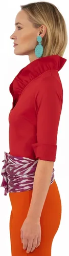 Vista 3 de Gretchen Scott Ruffneck Jersey parte superior- 34sleeve- Rosa