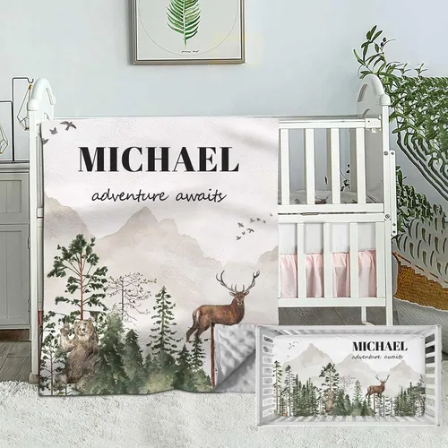 Vista 11 de Juego de ropa de cama personalizada para cuna para bebé, niño, juego de ropa de cama de cuna personalizada con nombre, ropa de cama de 2 piezas