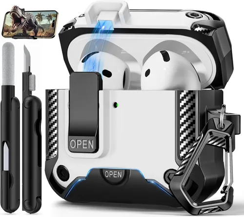 Vista 33 de Funda para AirPods Pro de 2 generación con soporte para teléfono, diseño de interruptor automático de protección completa contra caídas con kit