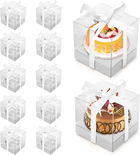 Vista 8 de 12 cajas transparentes para cupcakes de 3.5 pulgadas (negro)