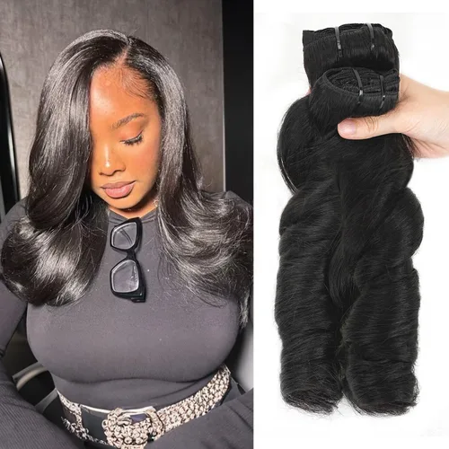 Vista 52 de Extensiones de cabello humano real rizado con clip, 4/27/4, ombré, rizado con clip, para mujer, 3C y 4A (12 pulgadas, #4/27/4)