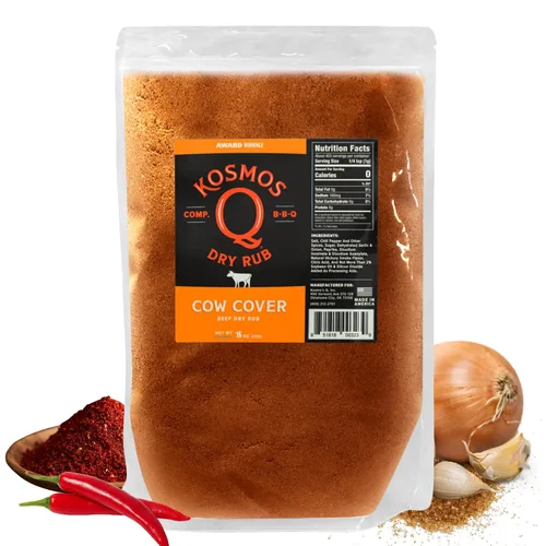 Vista 15 de Kosmos Q Funda de vaca Hot BBQ Rub, regalo del día del padre, condimento picante de bistec y pechuga con chile, ajo, cebolla, pimentón y humo
