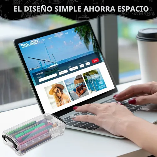 Vista 5 de Gueevin Caja de lápices de gran capacidad de plástico de 24 piezas, estuche de lápices transparente de plástico con tapa de cierre hermético, caja