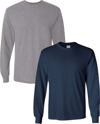 Vista 12 de Gildan - Camiseta de algodón y de manga larga para hombre, modelo G2400 (1) verde irlandés + (1) negro