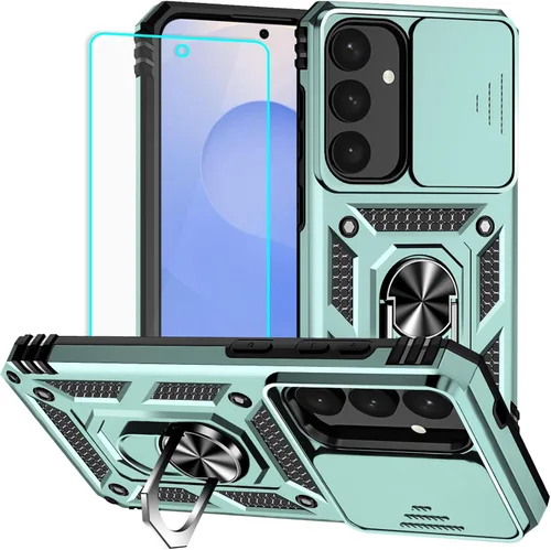 Vista 39 de HNHYGETE Funda para Samsung A13 5G, Galaxy A13 5G con protector de pantalla, soporte giratorio de grado militar de 360° (resistente), fundas Negro