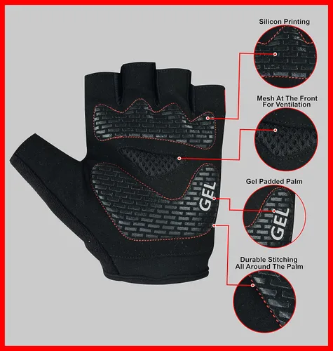 Vista 3 de Guantes de ciclismo de gel acolchados de medio dedo guantes de silicona impresión transpirable peso ligero bicicleta entrenamiento ciclismo guantes