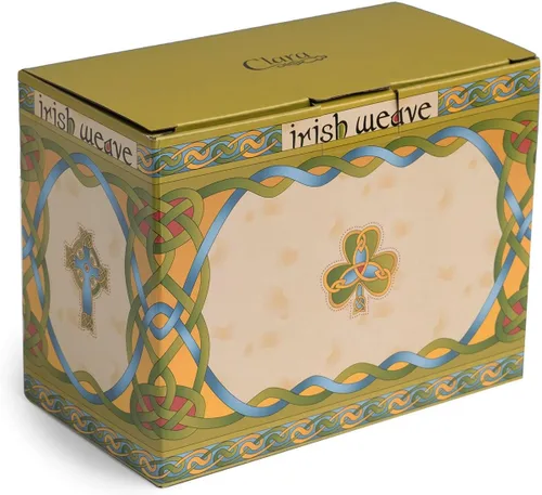 Vista 6 de Royal Tara Taza irlandesa con cruz celta y nudos celtas, caja de tejido irlandés New Bone China -11.0 fl oz/11 fl oz regalo de inauguración