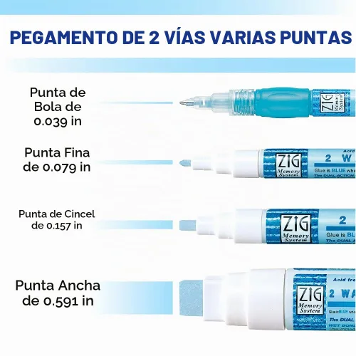 Vista 5 de Marcador de adhesivo bidireccional Zig Memory System con punta extragrande