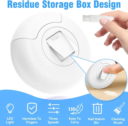 Vista 5 de Cortauñas eléctrico 3 en 1, cortaúñas eléctrico portátil para personas mayores con luz LED, recortador de uñas eléctrico automático de 3