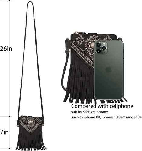 Vista 2 de Montana West Bolsos cruzados pequeños para mujer, monedero occidental para teléfono celular