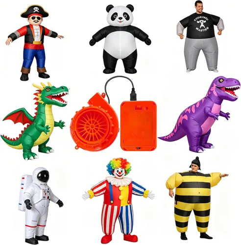 Vista 9 de Wittocs Inflatable Costume Fan Replacement, Mini Blower Fan Dinosaur Pump for Inflatable Costume Blow Up Naranja