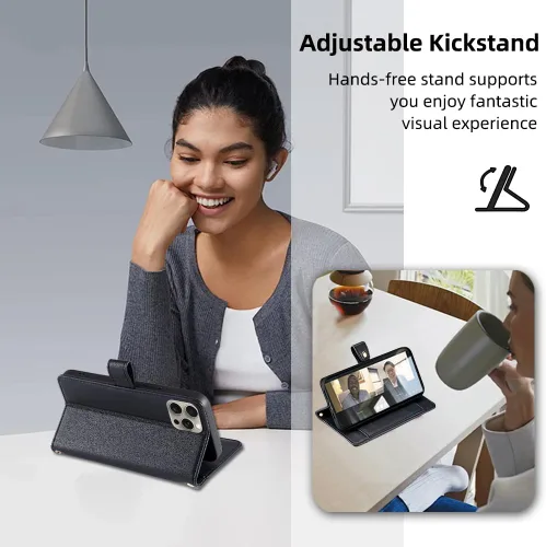 Vista 4 de Funda compatible con Huawei Nova 2S Cartera con cremallera 【Ranura para 6 tarjetas】【Soporte abatible】【Cierre magnético】 【Funda para teléfono】Cordón