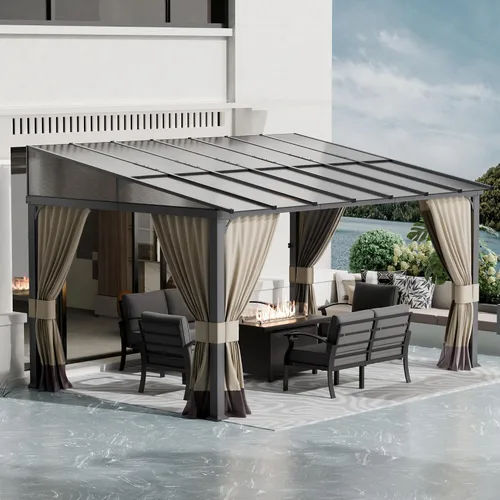 Vista 10 de Gazebo de barbacoa de techo rígido de 8' x 5' para parrilla al aire libre, marco de aluminio resistente y techo de acero galvanizado, ideal para Gris