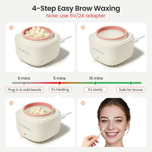 Vista 7 de Mini kit de cera de cejas para mujeres, cera para depilación de Rosa