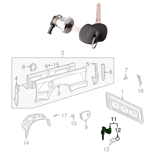 Vista 2 de Juego de cilindros de cerradura de puerta de combustible compatible para Toyota Tacoma 1995-2004 Tundra 2000-2003 4Runner 1991-95 Tapa