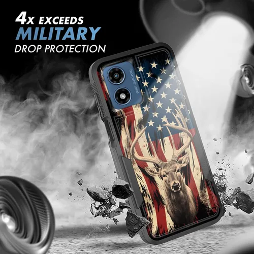 Vista 6 de Funda para Moto G Play 4G 2024, resistente de doble capa híbrida de policarbonato duro, goma suave, a prueba de golpes, funda protectora resistente