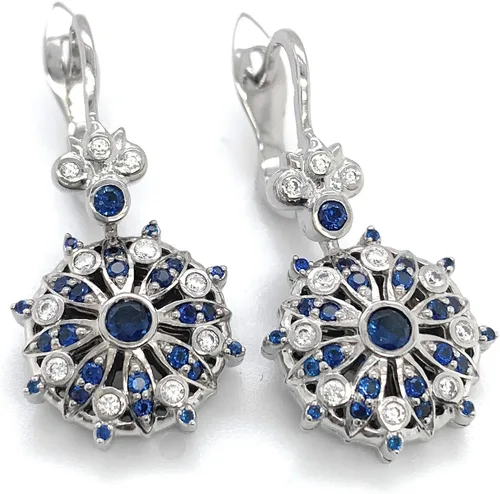 Vista 6 de ETHNIQ Aretes Diseño único colgante con circonita cúbica (74 piedras), joyería ligera de moda para mujer para todos los eventos, ideal para el día