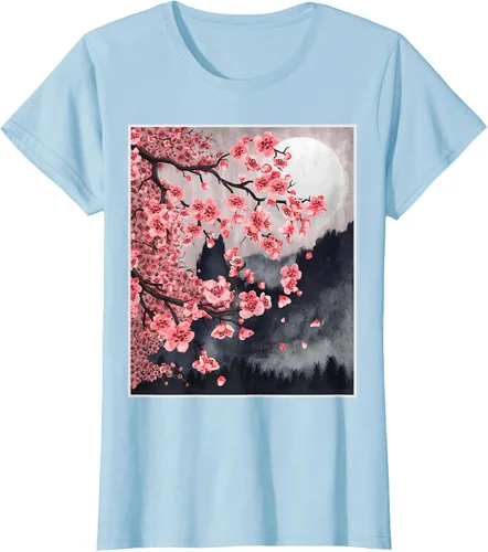 Vista 28 de Sakura - Camiseta japonesa de cerezo en flor japonesa, Negro, S